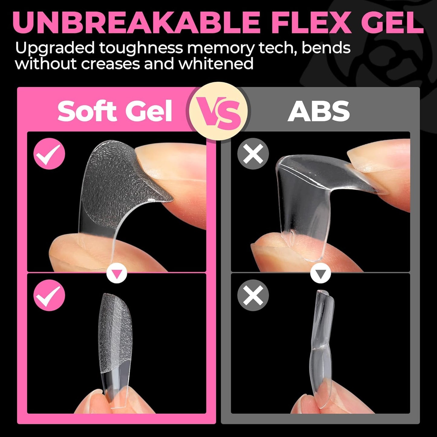 UNA GELLA Short Coffin Nails Tips, 504pcs No c Curve short Coffin Gel Press On Nails Pre Etched For Women Acrylic Nail Extension Full Cover Home Salon 12 Sizes-Velvo Beauty