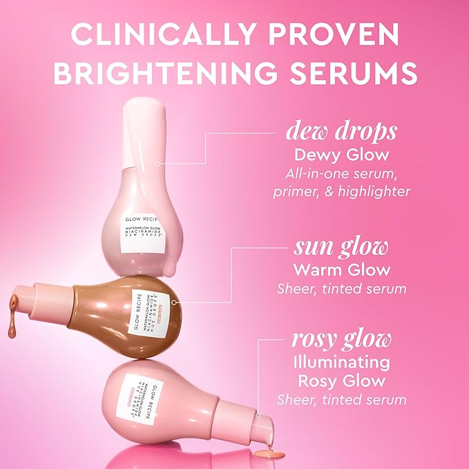 Glow Recipe Hue Drops Tinted Face Serum - Illuminating Glow Drops to Brighten & Hydrate - Skincare Makeup Primer & Liquid Highlighter to Blur Pores for a Radiant, Even Skin Tone - Rosy Glow (40ml)-Velvo Beauty