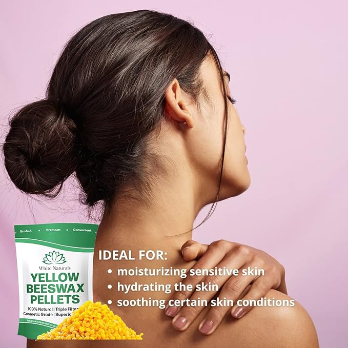 Yellow Beeswax Pellets 2lb (1lb in Each Bag), Pure, Natural, Cosmetic Grade, Organic, Bees Wax Pastilles, 3X Filtered, Great For Candle Making, Soaps, DIY Lip Balms, Lotions By White Naturals-Velvo Beauty