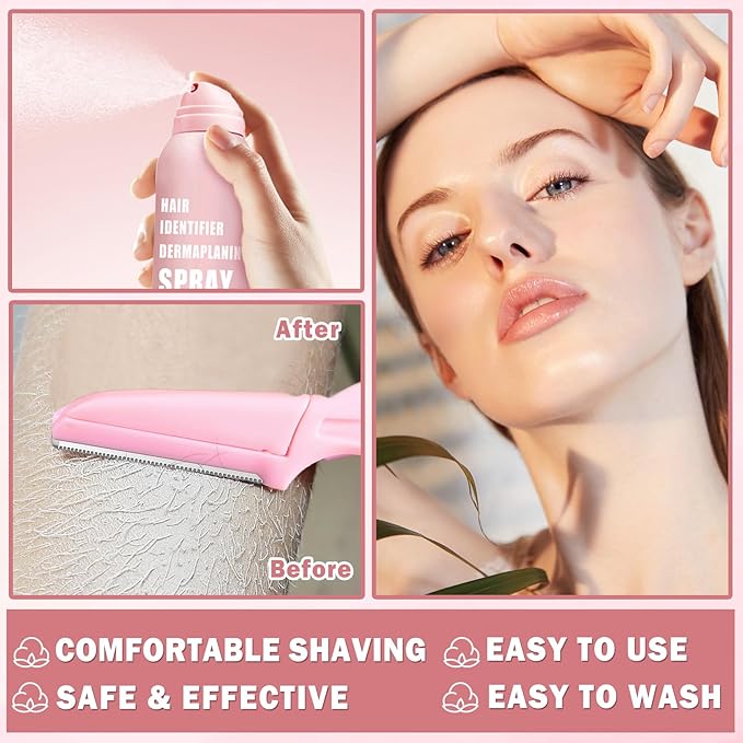Hair Identifier Spray for Face Shaving Powder for Women Skin Body Hair IdentifyingSpray for Dermaplaning Glow Reveal Face Moisturizing Skin Care Dermaplaner Spray-Velvo Beauty