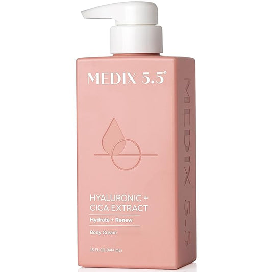 Medix 5.5 Hyaluronic Acid + Vitamin E Cream Body Lotion & Face Moisturizer | Hydrating Dry Skin Firming Lotion Minimizes Look Of Wrinkles, Stretch Marks, & Crepey Skin | Skin Care Products | 15 Fl Oz-Velvo Beauty