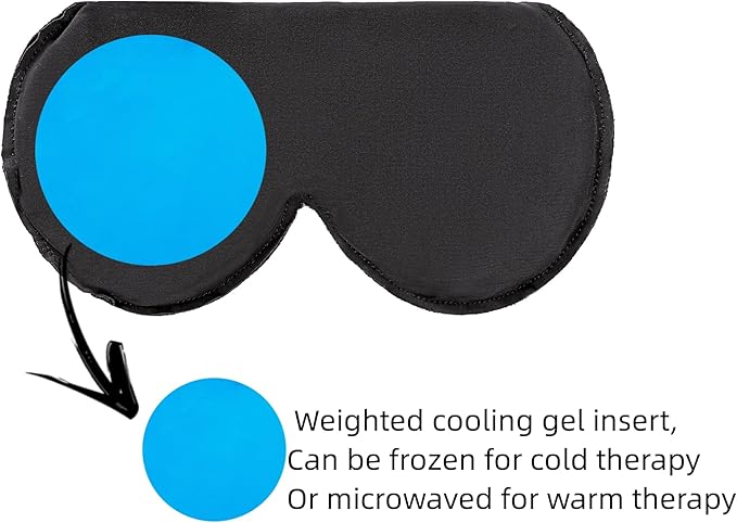 ALASKA BEAR Cooling Gel Eye Mask Weighted Silk Sleep Mask & Cotton Eyeshades Cold & Hot Compress for Pain Relief, 180g Heavy, 2 Set(Black & Pink)-Velvo Beauty