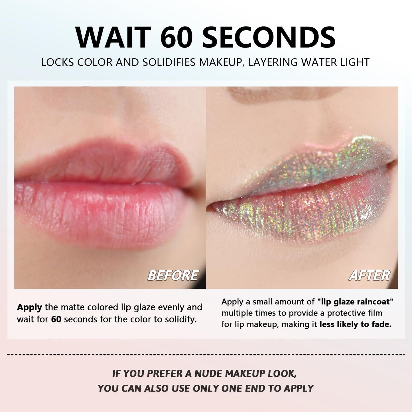 CHARMACY 2 In 1 Multichrome Moisturizing Lip Gloss, Double Head Liquid Lipstick, Mirror Waterproof Long Lasting No Fading Lip Balm, Hydrating Lip Plumper Waterlight Glossy Makeup #005-Velvo Beauty