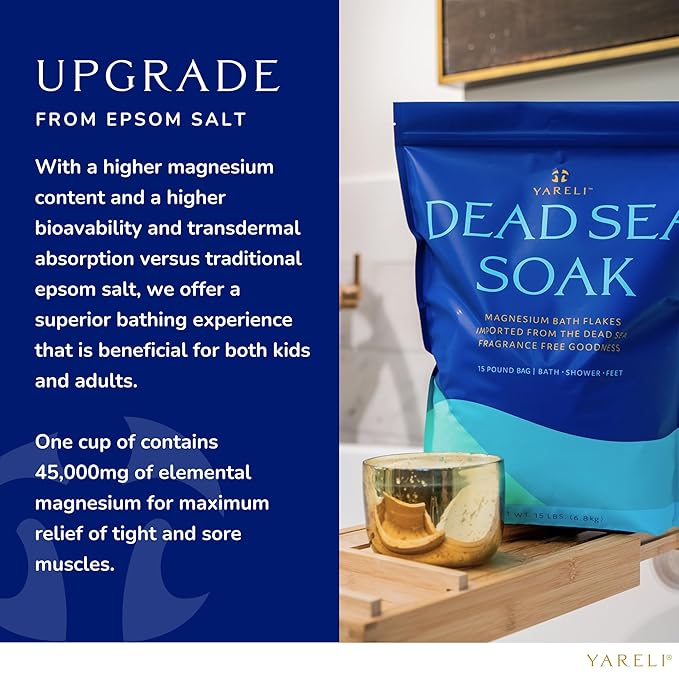 Magnesium Flakes, 15lb, Dead Sea Bath & Foot Soak, Alternative to Epsom Salt with Over 800,000mg of Magnesium Chloride Per Bag-Velvo Beauty