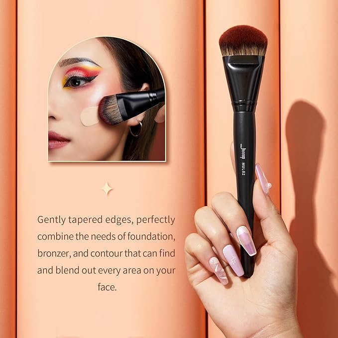 Jessup Foundation Brush for Liquid, Smooth Angled, Large Face Makeup Brush for Blending Liquid, Cream MUL02-Velvo Beauty
