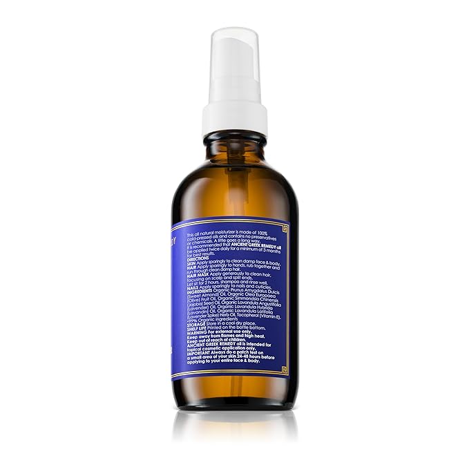 Ancient Greek Remedy After Shower Body Oil for Women - Organic Face Oil & Body Moisturizer for Dry Skin with Sweet Almond, Jojoba, Olive, Lavender and Vitamin E Oil - Natural Clean Skincare, 4 oz-Velvo Beauty