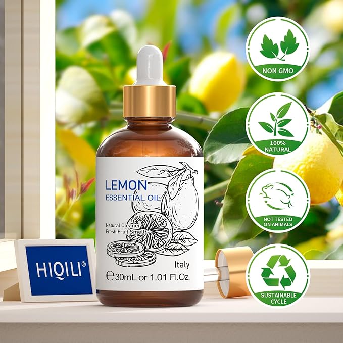 HIQILI Lemon Essential Oil, 100% Pure Undiluted for Cleaning, Skin, Diffuser - 1 Fl Oz/30ML-Velvo Beauty