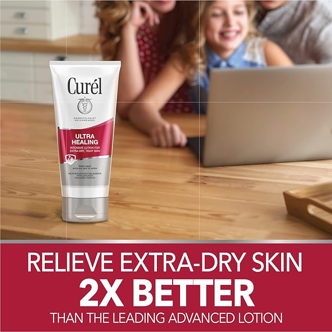 Curel Ultra Healing Intensive Fragrance-Free Lotion For Extra-Dry Skin, Ideal for Sensitive Skin, Cruelty Free, Paraben Free, Dermatologist Recommended, 6 Oz, Pack of 3-Velvo Beauty