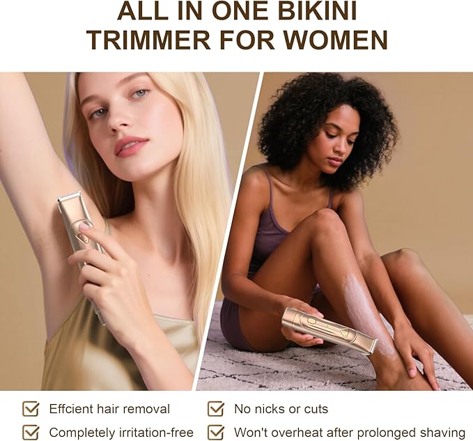 Dermave Bikini Shaver - Bikini Trimmer for Women, Waterproof Dual Head Shaver (Gold)-Velvo Beauty