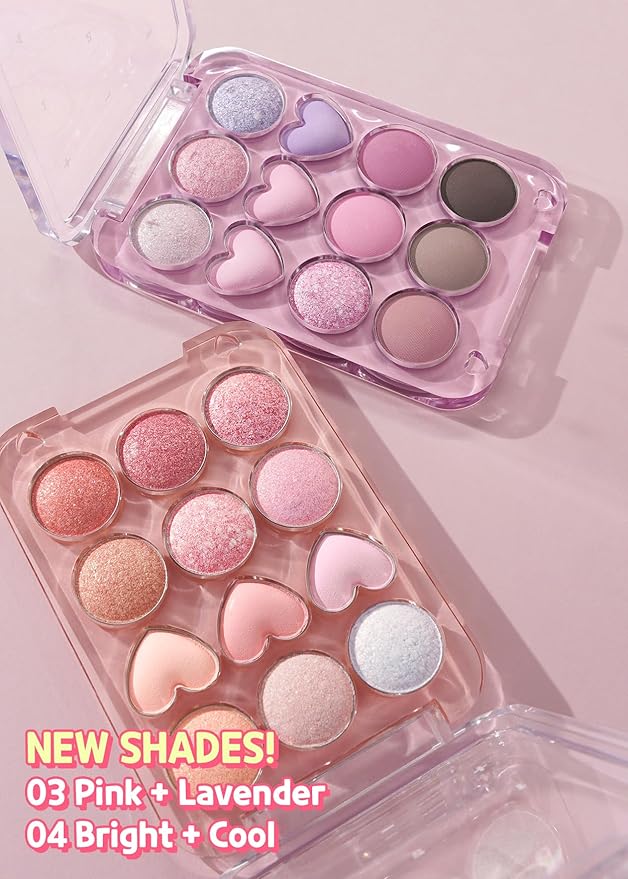 COLORGRAM Pin Point Eyeshadow Palette 03 Pink+Lavender | Ultra-Blendable Matte, Glitter, Shimmer Shades for Daily Makeup | K-Beauty Eye Palette with Easy-to-Use Calculator Design-Velvo Beauty