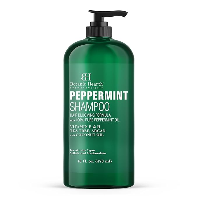 Botanic Hearth Peppermint Oil Shampoo | Hair Blooming Formula With Keratin For Thinning Hair | Fights Hair Loss, Promotes Hair Growth | Sulfate Free For Men And Women | 16 Fl Oz-Velvo Beauty