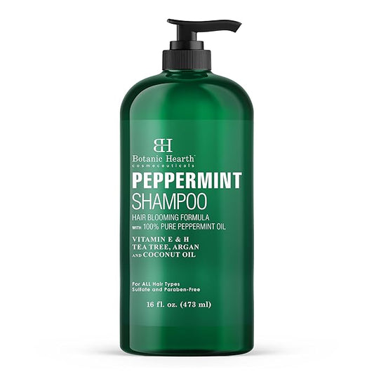 Botanic Hearth Peppermint Oil Shampoo | Hair Blooming Formula With Keratin For Thinning Hair | Fights Hair Loss, Promotes Hair Growth | Sulfate Free For Men And Women | 16 Fl Oz-Velvo Beauty