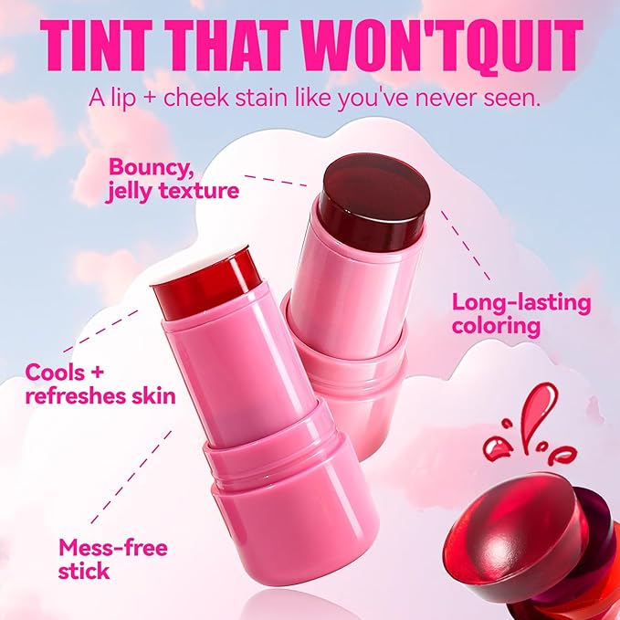 Cool Milk Jelly Blush, Sheer Lip & Cheek Stain, Buildable Watercolor Finish, Vivid Color Water Jelly Tint Lipstick, Long Lasting, Milk blush Watercolor Finish Tinted Lip Gloss for Women, 04-Velvo Beauty