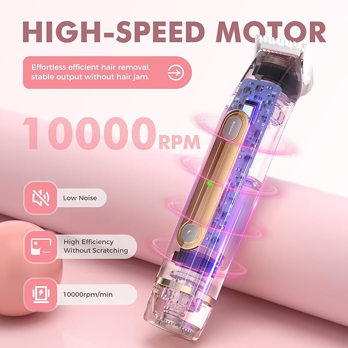 2 in 1 Bikini Trimmer for Women, Dual Head Electric Razor, IPX7 Waterproof Wet/Dry Use Women Electric Shaver, Painless Body Facial Hair Remover for Bikini Legs Arm Underarm, (Purple)-Velvo Beauty