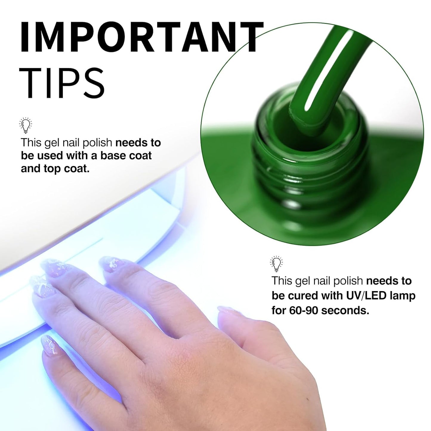 CANNI Green Gel Nail Polish, 1Pcs Emerald Dark Green Color Gel Polish Nail High Gloss Soak Off UV French Manicure Salon DIY-Velvo Beauty