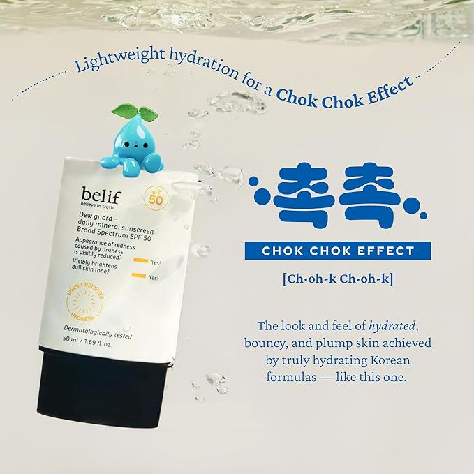 belif Dew Guard - Daily Mineral sun SPF 50 Hydrating Niacinamide Sunscreen (1.69 fl. oz) - Daily Broad Spectrum, Reduces Redness, No-White Cast, Non-Greasy, Korean Skincare-Velvo Beauty