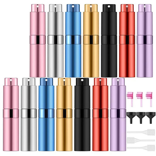 14 PCS/8ML Portable Atomizer Perfume Bottles, Mini Empty Refillable Cologne Spraye Bottle, Pocket Travel Perfume Liquid Sprayer (Mixing Colors)-Velvo Beauty