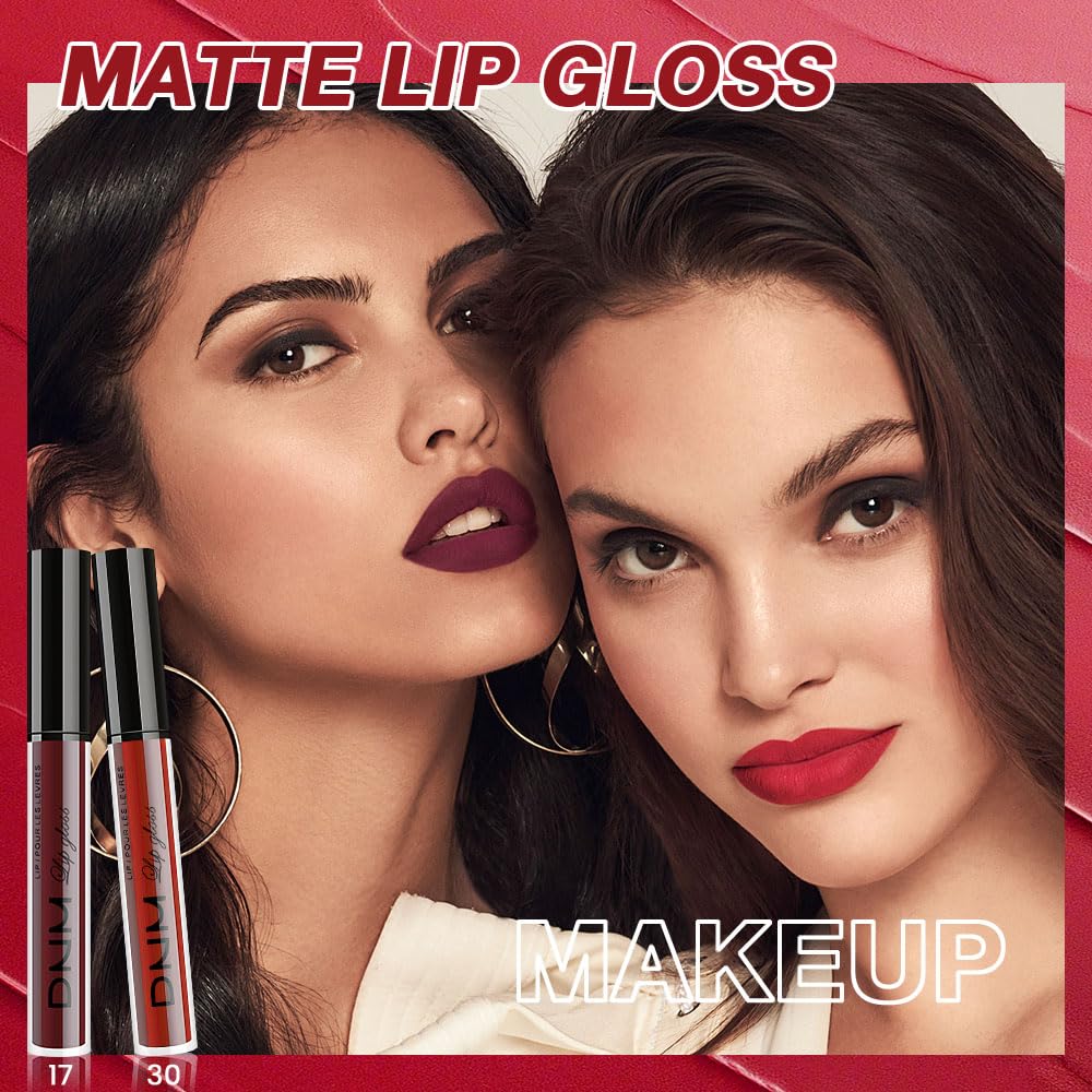 evpct 3Pcs Dark Red Deep Red Oxblood Red Matte Liquid Lipstick Lip Stain Sets for Women Matte+Lipstick Long Lasting Permanent 24 hr Hours Magic Lipstick 24 Hours original Waterproof 26-Velvo Beauty