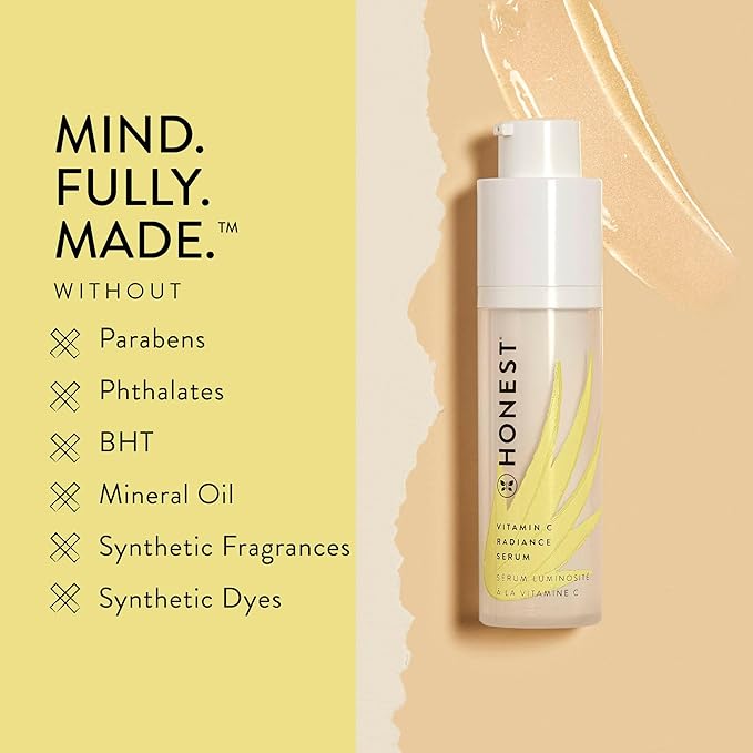 Honest Beauty Vitamin C Radiance Brightening Serum | Improves Skin Tone + Complexion | Vitamin C, Pearl, Hyaluronic Acid | EWG Verified + Cruelty Free | 1 fl oz-Velvo Beauty