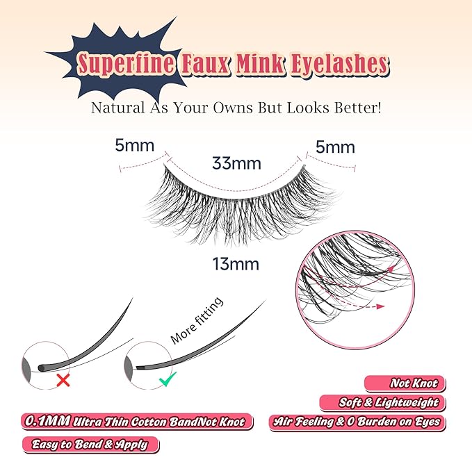 False Lashes Natural Look Wispy Eyelashes 13MM Eye Lash Pack for Daily C Curl Natural Lashes 7 Pair Siligli-Velvo Beauty