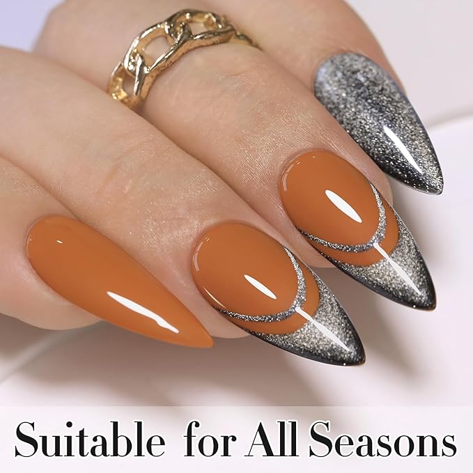 Double Rhythm Translucent Gel Polish Sheer Neutral Natural Light Milky Same Color Same Bottle 15ML Jelly UV Nail Polish Nail Art DIY at Home (Brown Orange-A1447)-Velvo Beauty