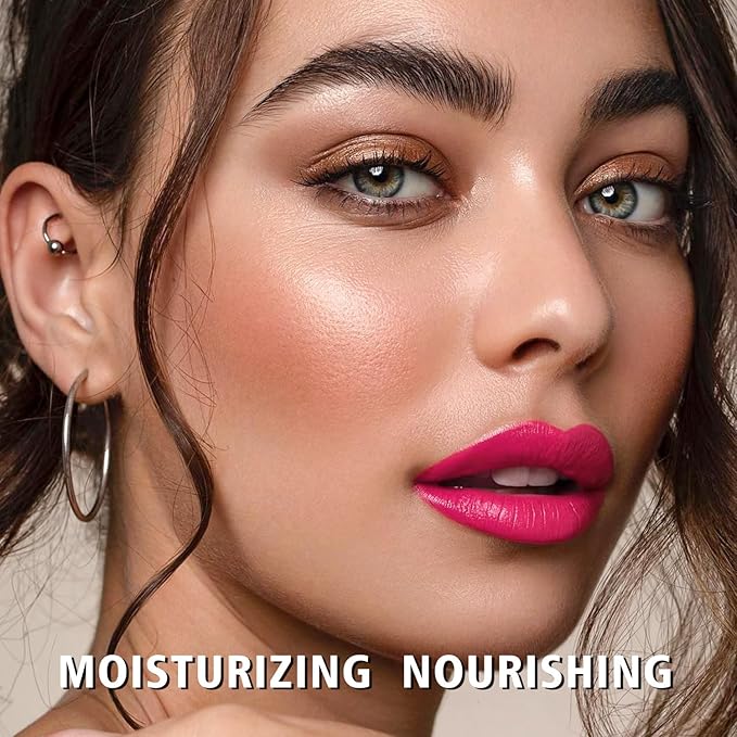 MAKI YIKA Moisture Hot Pink Lipstick for Women Hydrate Lip Balm for Dry Cracked Lips Weightless Glossy Lip Color Juicy Finish,MA056 Girl's Pink-Velvo Beauty