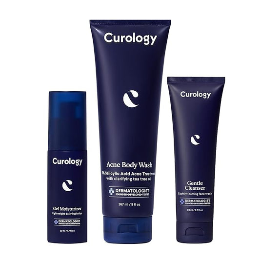 Curology Everyday Skincare Bundle, Gentle Facial Cleanser, Acne Body Wash (2% Salicylic Acid), and Daily Gel Face Moisturizer with Hyaluronic Acid-Velvo Beauty