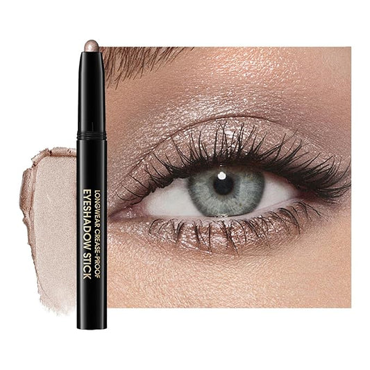 Eyeshadow Stick, Shimmer and Matte Cream Eye Shadow Brightener Sticks Eyeliner Pencil Crayon, Waterproof Long Lasting Eye Highlighter Stick Makeup,0.056 Oz(#9-Champagne)-Velvo Beauty