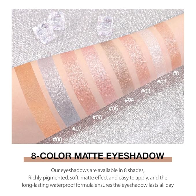 Monochrome Pressed Eyeshadow, Waterproof Neutral Powde Mini Eyeshadow, sombras para ojos, Talc, Paraben & Cruelty Free (H08#Matte Brown)-Velvo Beauty