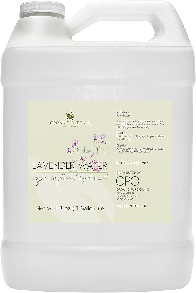 OPO Lavender Water Hydrosol - Pure Steam Distilled Natural Non GMO Calming Bulk Body, Face, Facial Toner, Aromatherapy, Set Makeup, Cleanser Mist Spritz (128 oz / 1 Gallon)-Velvo Beauty