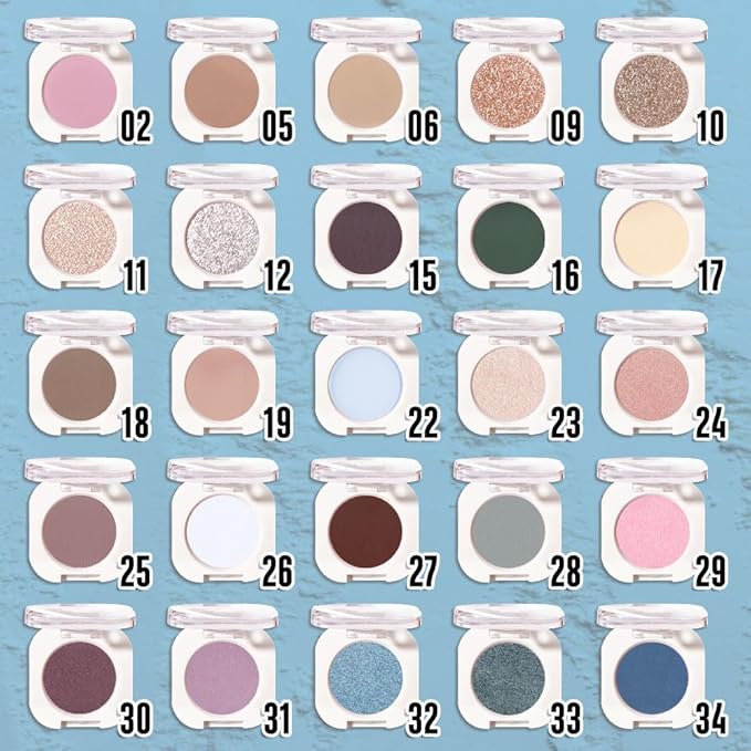 Sky Blue Single Metallic Shimmer Eyeshadow Makeup, Neutral Powde Eye Shadow for Women, Sky Blue Metallic Glitter Singles Eyeshadow Palette Pigmented Waterproof, Girls Monochrome Eyeshadows Gift-Velvo Beauty