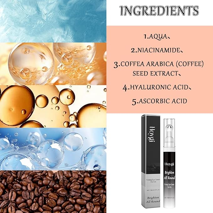 Caffeine Eye Cream Eye Serum, Under Eye Roller Cream for Dark Circles and Puffiness, 0.51 Fl Oz-Velvo Beauty