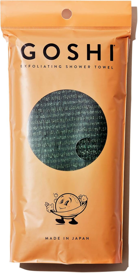 GOSHI Exfoliating Shower Towel - Rip-Resistant Exfoliating Washcloth for All Skin Types - Moss Green - Made in Japan-Velvo Beauty