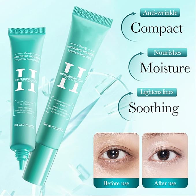 2 PCS Hyaluronic Acid Repair Eye Cream for Dark Circles,Bags Under and Puffiness,Eye Wrinkle Firming Cream Moisturise Repairing Thghten Eye Skin Care-Velvo Beauty