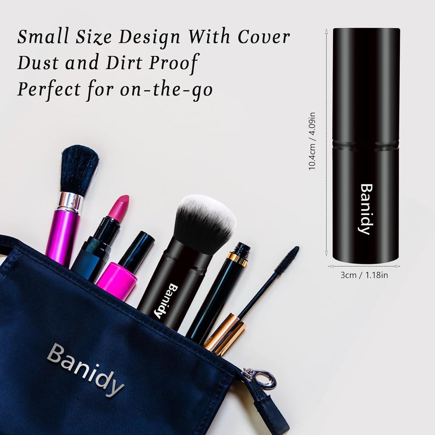 Makeup Brush Kabuki Face Brushes Retractable Travel Blush Brush Portable Flawless for Foundation, Powder Blush, Bronzer, Buffing, Liquid, Cream, Cruelty Free with Cover(Round-Head)-Velvo Beauty