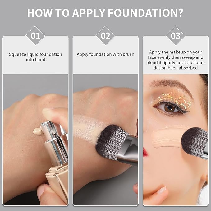 DUcare Flat Foundation Brush for Liquid Makeup, Premium Synthetic Hair Concealer/Kabuki Makeup Brush, Dense Bristles Design, Multi-Purpose Face Brushes for Liquid/Cream/Facial Mask-Velvo Beauty