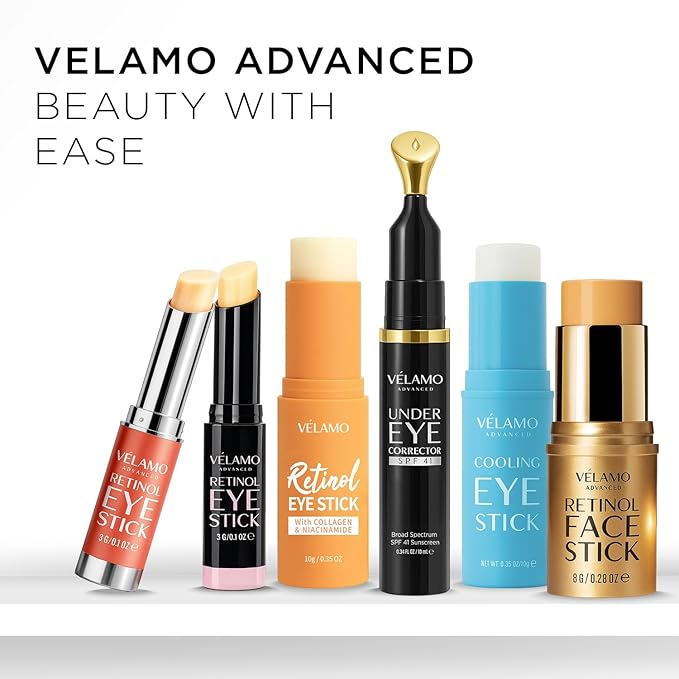 VELAMO ADVANCED Retinol Eye Balm Stick: Made in Korea, Upgraded 8-IN-1 Formula with Collagen, Niacinamide & Peptides – Under Eye Cream for Dark Circles, Puffiness & Wrinkles, 0.35oz/10g-Velvo Beauty