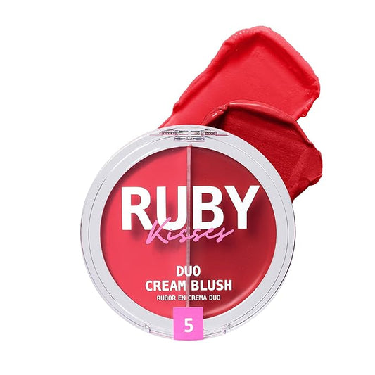 Ruby Kisses Duo Cream Blush, Smooth, Natural-Looking, Long-Lasting Face Makeup Blush for Cheeks, Lips, and Eyes, Buildable and Blendable, Infused with Green Tea, Aloe Vera Extract, and Hyaluronic Acid-Velvo Beauty