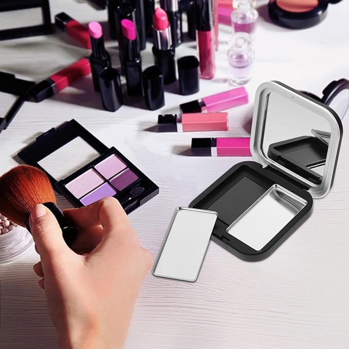 Beaupretty Makeup Palettes 2pcs Empty Eyeshadow DIY Lipstick Lip Balm Blusher Containers Refillable Makeup Storage Case Box with Mirror Black Eyeshadow-Velvo Beauty