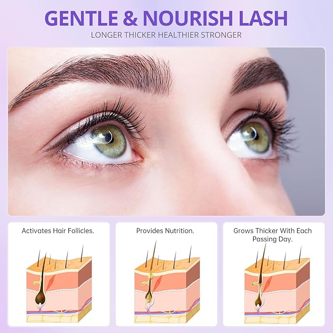 Lash Serum - 8ml Rapid Eyelash Growth Serum for Thickness, Stronger, Healthier Lashes & Brows - Vegan & Cruelty-Free-Velvo Beauty