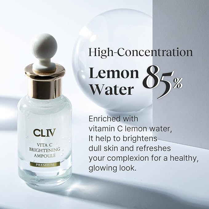 Vita C Brightening Ampoule Facial Serum | 85% Lemon Water | Skin Dullness Treatment | Vitamin Skincare |Skin Refreshing Serum | Korean Skincare (1.01 fl oz, 30ml)-Velvo Beauty