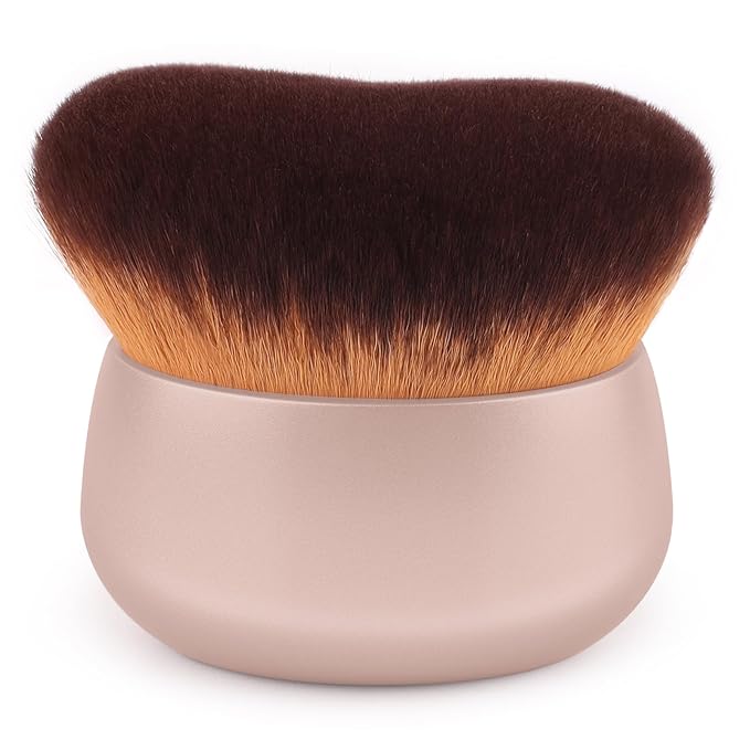 75MM Extra Large Self Tanner Kabuki Makeup Brush – Ultra Soft Dense Vegan Bristles for Body Makeup, Bronzer & Foundation–Applies Tanning Mousse, Lotion & Self Tanner–Khaki, Wet & Dry-Velvo Beauty