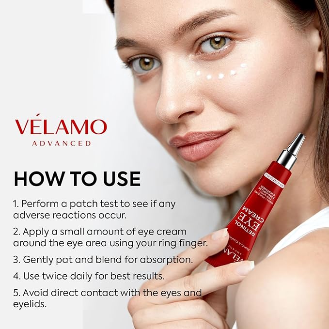 Rapid Reduction Retinol Eye Cream: Under Eye Cream Instantly Reduces Wrinkles Fine Lines Under Eye Bags Puffiness Dark Circles Crow's Feet - Rapid Face Lifting Tightening Firming 1 OZ/15g-Velvo Beauty
