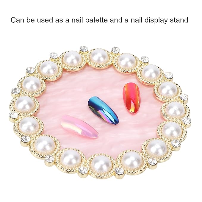 Resin Stone Nail Art Palette, Nail Art Display Board Cosmetic Nail Mixing Palette Drawing Color Mixing Nail Art Painting Gel Palette Tips Display Plate(Golden)-Velvo Beauty