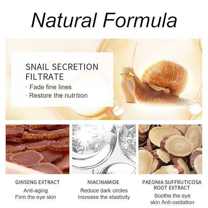 Snail Eye Cream for Dark Circles and Puffy Eyes Eye Bags Remover, Eye Cream Anti Aging, Under Eye Cream, Reduce Lines Wrinkles Puffiness and Dark Circles for All Skin Types-Velvo Beauty