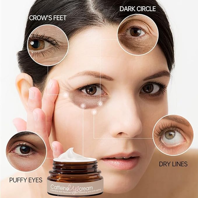 Natural Caffeine Eye Cream serum With Collagen,Hyaluronic Acid for Dark Circle and Puffiness,Great Under Eye Cream for Anti Aging,Eye Lift Treatment for Men &Women 0.52oz-Velvo Beauty