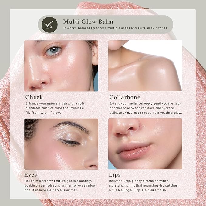 Multi Glow Balm Set, Cream Blush with Double-ended Brush, Radiant Finish, Hydrating, Creamy, Radiant Finish, Lightweight & Blendable Color, Face Balm-Velvo Beauty