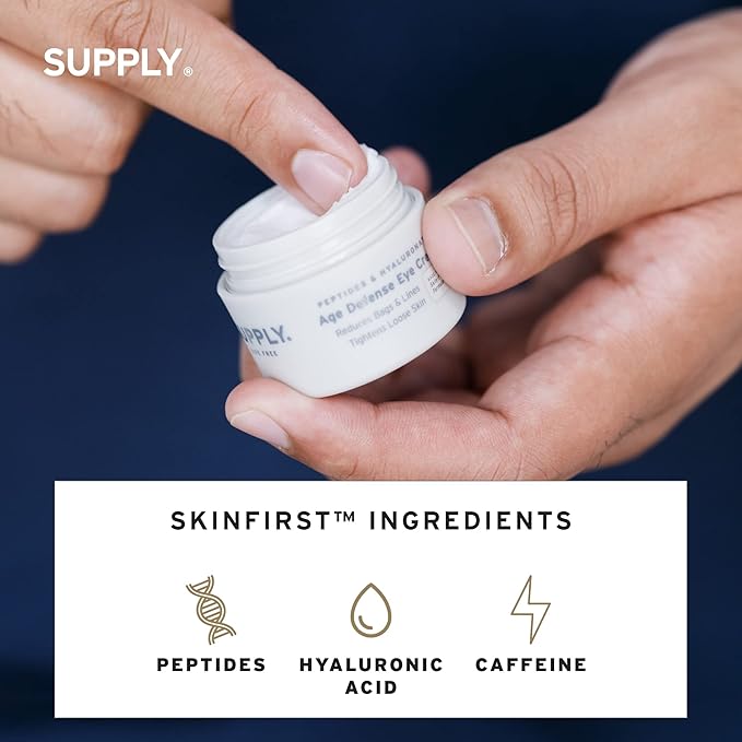 SUPPLY Age Defense Eye Cream - Powerful Anti-aging Eye Cream for Men - Reduces Bags, Puffiness, and Dark Circles - Natural, Paraben Free Eye Moisturizer - Peptides, Hyaluronic Acid, Caffeine Eye Cream-Velvo Beauty