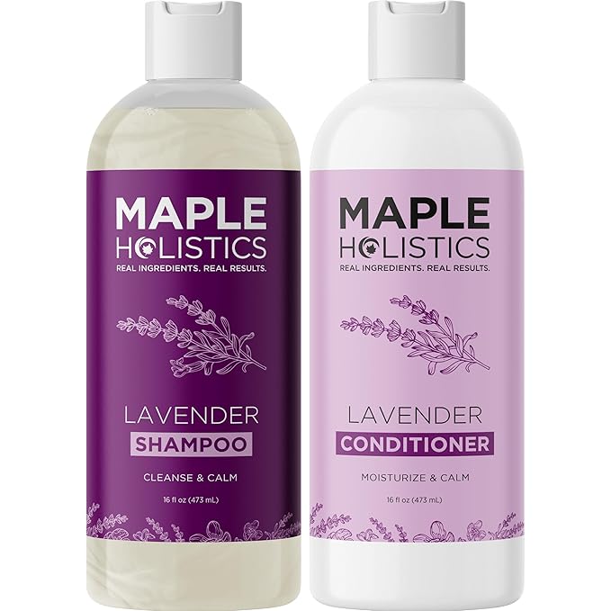 Aromatherapy Lavender Shampoo and Conditioner Set - Paraben and Sulfate Free Shampoo and Conditioner for Women with Chamomile Panthenol Jojoba Oil plus Cleansing and Calming Lavender Essential Oil-Velvo Beauty