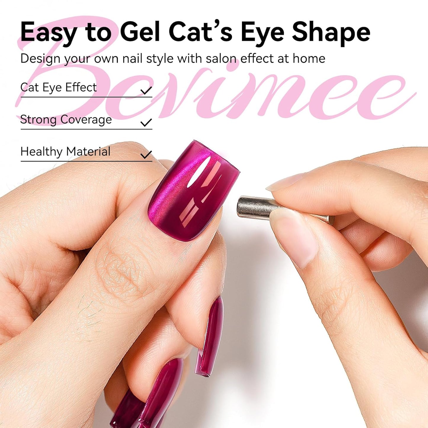 Cat Eye Gel Nail Polish, Magentic Nail Polish With Magnet Red Pink Double Magic Effect, Jelly Color Glitter Shimmer UV Gel Holographic For Salon DIY At Home-Velvo Beauty